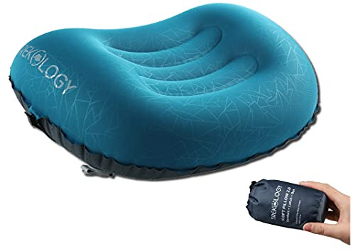 TREKOLOGY Aluft 2.0 Ultralight Gonflable Oreiller Camping - Coussin Gonflable Oreiller pour Soutien du Cou et des Lombaires Pendant Le Voyage, Camping, la Randonnée, Le Trekking - Coussin de Plage