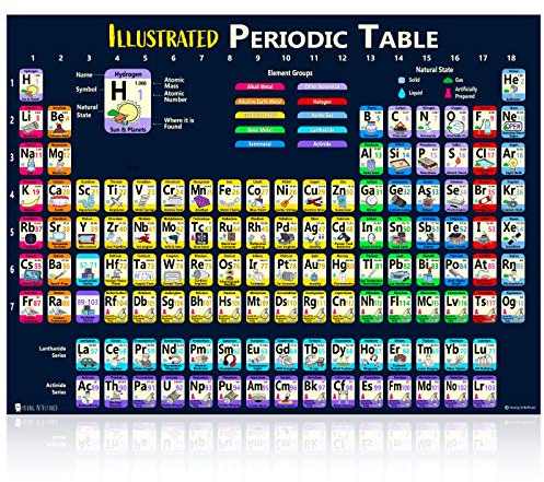 Periodic Table of Elements 2023 Laminated Kids Poster Illustrated (14x19) Young N Refined
