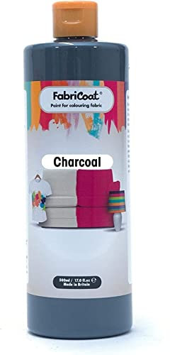 Fabricoat Fabric Paint - Used for Restoring or Changing the Colour of Upholstery, Soft Furnishings, Car Interiors, Clothing, & Footwear. (500ml, Charcoal)