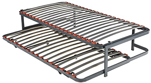 PIKOLIN | Pack Cama Nido Juvenil | 90x190 | 2 Somieres de Láminas Guardaespaldas | Altura 42 cm | Kit Inferior Plegable con Ruedas y Superior | Montaje y Retirada Usado Incluido