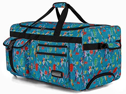 normani® Reisetasche mit Rollen 80 Liter Volumen Jumbo Big-Travel Reisetrolley riesige XXL in vielen bunten Farben Tropical XXL