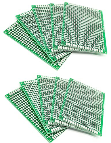 Hailege 10pcs 5x7cm Prototype PCB 5 * 7 FR-4 Prototype PCB Universal Printed Board Double Face Tin Plated pour l’électronique DIY