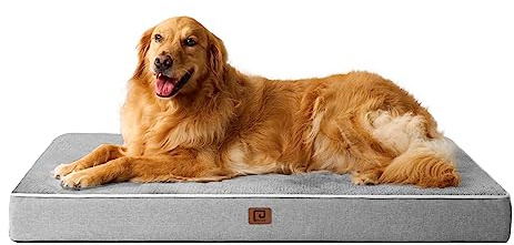 EHEYCIGA Orthopedic Dog Bed Waterproof 41x27, Memory Foam Pet Bed for XLarged Dogs, Washable Pet Mat with Removable Cover, Grey
