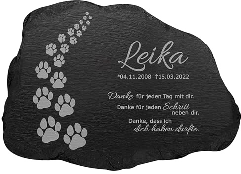 mtb more energy Gedenktafel Grabstein Schiefertafel ''Pfotenweg'' - personalisierbar - auswählbare Gedenk-Sprüche - 22x15 cm - Gravur Gedenkplatte Haustier Hund