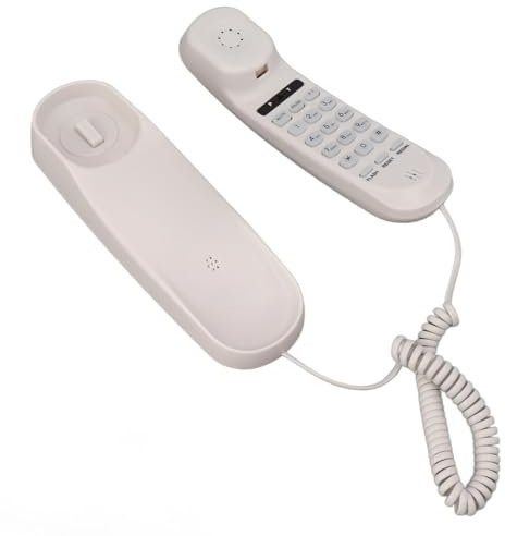 Hemtelefon med Sladd, Retro Väggtelefoner för Fast Telefon, Analog Bordstelefon med Vintage Väggtelefondesign, Gammal Telefon med Vidarekoppling, Uppringningshistorik för (WHITE)