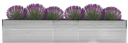 ARKEM Lit surélevé de Jardin Acier galvanisé 400x80x45 cm Gris,Bordure Pierre,Kit Gabion,Gabion Jardiniere