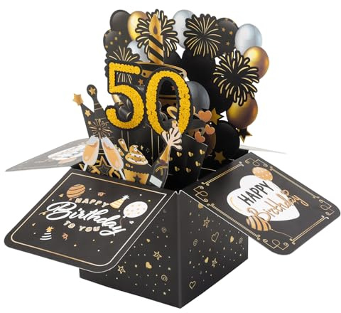 Coicok Biglietto Auguri 50 Anni, Pop Up 3D Biglietti Auguri Compleanno, Biglietto Auguri Compleanno, Regalo Compleanno, 50 Anni Compleanno Uomo Donna, Biglietto 50 Anni Matrimonio