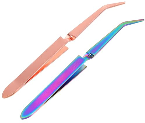VALICLUD 2 Piezas Formando pinzas herramienta para pellizcar uñas manicura guarnición curvo Elaboración pinzas de punta herramientas para cutículas de uñas modelo Acero inoxidable
