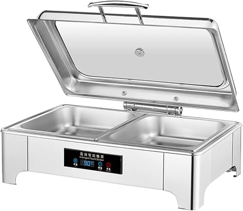 WJYTDHIQS Profesional Calentador de Buffet Electrico, 2 recipientes Alimentos Comida bufet y Catering Servidor Capacidad Función Mantenimiento Calor Placa Calientaplatos Bandeja Calientes con Tapa