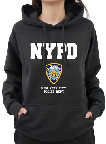 (Black, Small) - Graphic Impact Inspired NYPD New Yorker Police Funny Hoodie