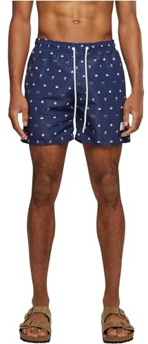 Urban Classics Pattern Palm Hombre Bañador Negro/Aceituna 100% poliéster