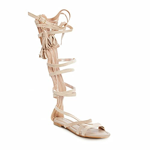 Toocool Sandali Donna Alti Gladiatore Schiava Cinturini Listini Scarpe L597 [39,Beige]