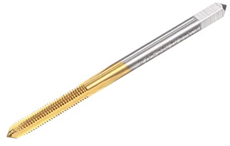 sourcing map Recto Flauta Grifos, M3 x 0.5 Métrico Izquierda Mano Titanio Revestido M35 Cobalto Alta Velocidad Acero Máquina Tornillo Rosca Fresado Macho