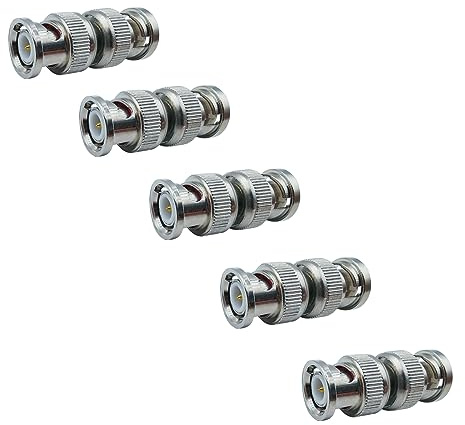 iYueMps 5pcs BNC Connector,BNC Male to Male Coupler BNC Extension Adapter Double Side Socket Female Coupler(5 x Male to Male)