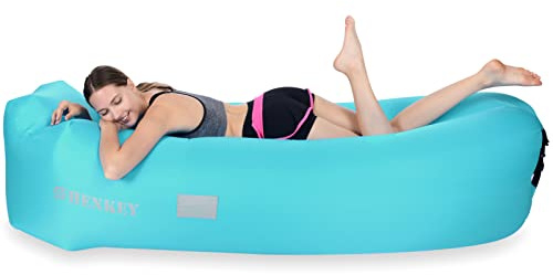 SHENKEY Inflatable Lounger, Air Sofa Hammock with Waterproof and Anti-Leak Design - Perfect Portable Inflatable Couch for Backyard Lakeside Beach Traveling Camping Picnics and Music Festivals (Green)