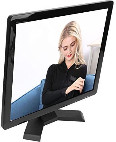Yitre Monitor TV per Laptop, 100-240 V Doppi Altoparlanti Monitor LCD da 19 Pollici per Telecamere di Sicurezza per l'Intrattenimento in Famiglia