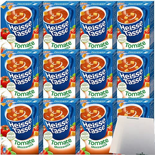 Heisse Tasse Tomate-Mozzarellasuppe 12er Pack (36 Beutel a 17,8g) + usy Block