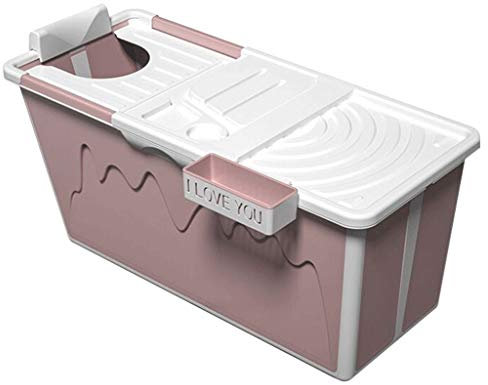KLZUOPT Full-Body Adult Bathtub Folding Thicker Shower Tub With Cover Cushion Pool Large Freestanding Corner Bath Bucket Portable Shower Bathroom Tub Soaking (Color : Pink, Size : Cover 105cm)