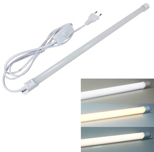 STBTECH LED Unterbauleuchte Küche 230V, 43cm LED Lichtleiste mit Stecker und Schalter, 6W, 500lm, Schranklicht für küche Arbeitsplatte/Schrank, 3 Lichtfarben Kaltweiß/Warmweiß/Neutralweiß Einstellbar