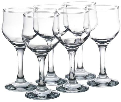 Queensway Home & Dining 6x240ml Stemmed Red Wine Sherry Liquor Glasses Clear Dishwasher Safe Boxed Set