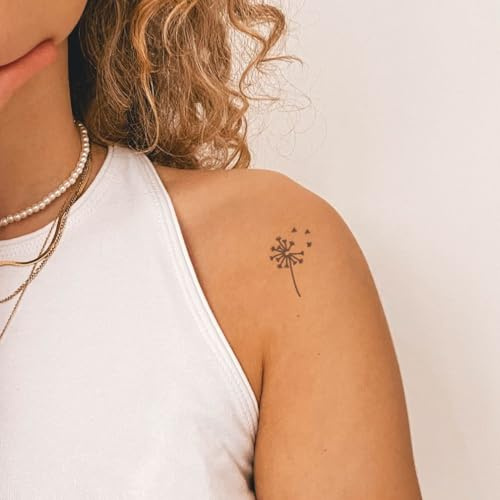 Inkster Pusteblume Tattoo Doppelpack | Temporäres Tattoo mit EU-Kosmetikzertifizierung - das Original | wasserfest + vegan | revolutionäres 2-Wochen-Tattoo | Klebetattoos + Fake Tattoos