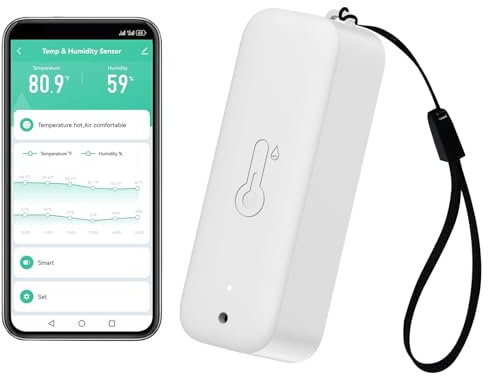 Thermomètre hygromètre sans fil, Smart humidité et de température avec surveillance à distance via app,capteur d'humidité et de température intérieur avec exportation des données,compatible Alexa.1PCS