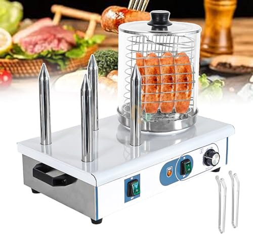 XNXYSMKJ Cuiseur Vapeur pour Hot Dog 4 bâtons, Chauffe-Chignon, Machine à saucisses électrique avec Couvercle Amovible pour Viande et légumes
