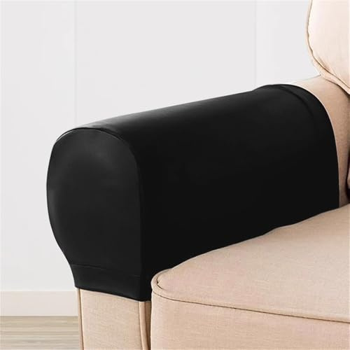 Fansu Funda Reposabrazos Sofa 2 Par de Protector de Reposabrazos Sofa, Cuero PU Funda para Brazos de Sofa Antimanchas Funda Elástica Reposabrazos Sillon Extraíble y Lavable (Negro)