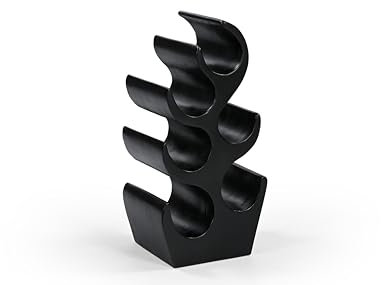 iAnanas Handgefertigter Weinflaschenhalter aus Mangoholz 6 Fächer Skulpturenstruktur natürliches Holzfinish Elegantes platzsparendes Design für Arbeitsplatte Küche Bar Moderne Dekoration - Black