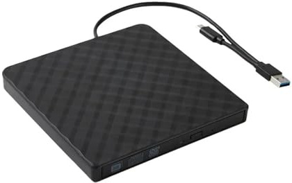 TIEOAXFT External CD DVD Optical Drives USB 3.0 Type C 2-in-1 Slim Protectable CD-RW Drive DVD-ROM Burner Player for Laptop Desktop
