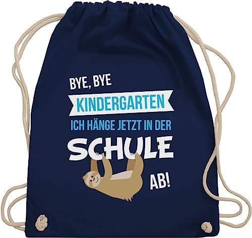 Shirtracer Turnbeutel Rucksack - Schulanfang & Einschulung Geschenk - Bye, Bye Kindergarten - Unisize - Navy Blau - geschenke mädchen einschulung-schulanfang schulanfänger kiga schule stoffbeutel