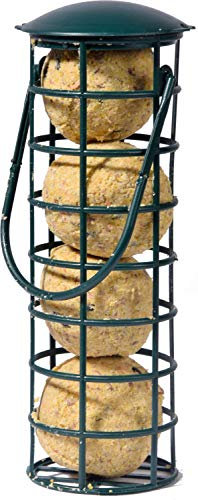 dobar 24081, mangiatoia per uccelli con quattro palle di cinciarella, ricaricabile, nera, plastica, confezione da 1 (1 x 360 g)