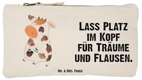 Mr. & Mrs. Panda Schminktasche Kuh Größe S Klein - Geschenk, Magie, Landwirtin, Kosmetiktasche Damen, Schminktasche Blumen, Milchkuh, Flausen,