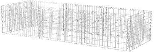 yorten Gabionen Hochbeet aus Stahl 270 x 90 x 50 cm (L x B x H) Silbern Maschenweite 10 x 5 cm (L x B)