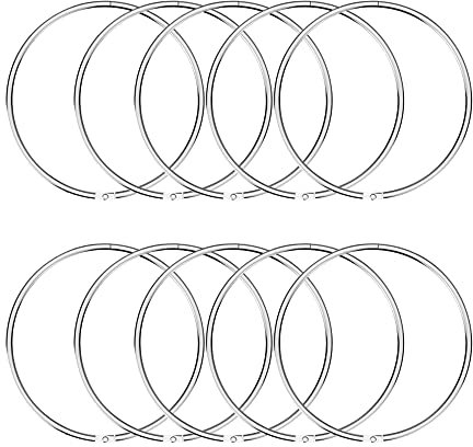 CYIOU 10 Pcs 55mm Anneaux de Reliure Livre Anneaux Articulés en Métal Feuilles Mobiles Anneaux Classeur 2.2 Pouces Anneau de Rideau de Douche pour Porte-cles Scrapbooking Salle de Bains