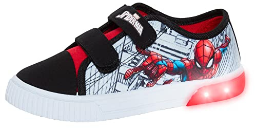 MARVEL Spiderman Baskets en toile lumineuses pour garçons avec lumières clignotantes, noir/gris, 31 EU