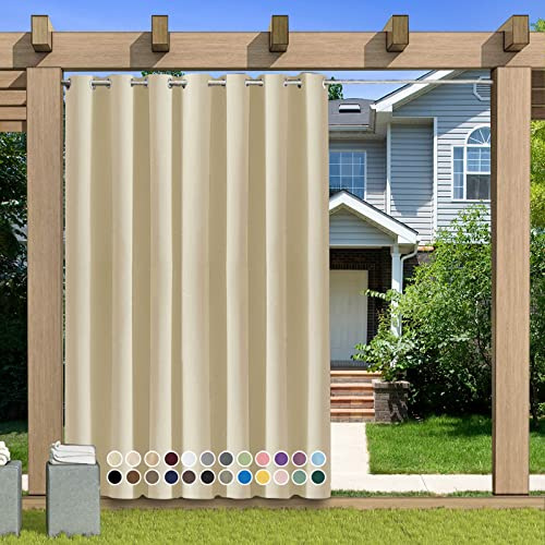 Outdoor Vorhang mit Ösen 1 Stück, Benutzerdefinierte Größe Outdoor Gardinen Wasserdicht Sonnenschutz Terrasse Vorhang, Sichtschutz Sonnenschutz Vorhang für Balkon Terrasse Veranda Pergola Gartenlaube