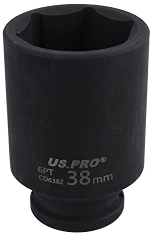 38mm 1/2in Drive Deep Metric Impact Thin Walled Socket 6 Sided Single Hex