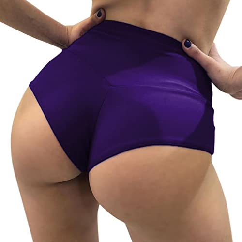 Kielsjajd Damen Mini Baderock - Women's Sexy Charming High Waist Pole Dance Ruffled Shorts Hot Pants Tight Bikini Shorts Swimwear Badeanzug Beachwear Sets Strand Hotpants Tennisrock (a-Purple, XXXXXL)