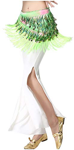 Bauchtanz Kostüm Damen Mädchen Chiffon Bauchtanz Gürtel Pailletten Bauchtanz Rocke Hüfttuch Münztuch Rave Outfit Frauen Karneval Festival Kostüm