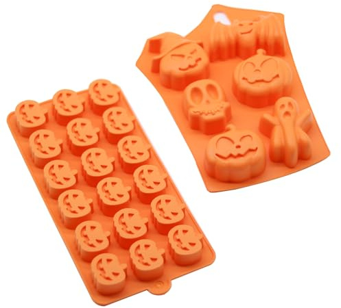 Silikonform Kürbis Halloween-Silikonformen, Halloween Silikon Backform, Schokoladenform, Süßigkeitenformen, Kuchenform Keksform Muffinform, für Küche DIY Backen, 2 Stück