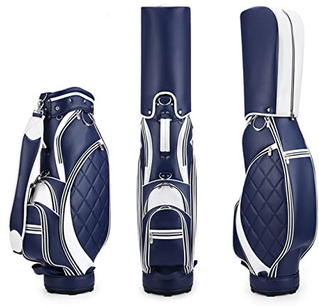 PRUJOY Tragbare Damen-Golftasche, wasserdichte Golf-Cart-Tasche aus Mikrofaser-Leder, Boden mit hoher Härte, Golf-Standbag für Reisen, Golfschlägertaschen (Blue)