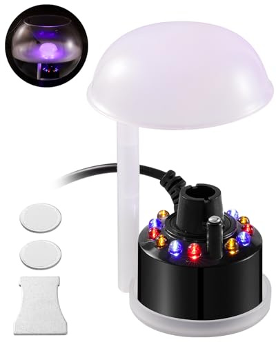 WINTS Mist Maker,12 LED Mister Fogger Water Fountain Pond Fog Machine Atomizer Air Humidifier, Fountain Mister Fogger with Splashing Guard Perfect for Fountain Pond Halloween (Black)