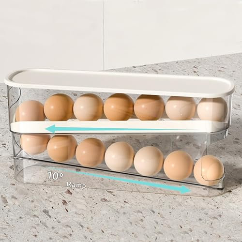 eier organizer kühlschrank, eierbehälter abnehmbar für kühlschrank, Automatisch Rollender Eierbehälter für Kühlschrank, Platzsparende Eierbehälter für Kühlschrank, eieraufbewahrungsboxen (1 Stück)