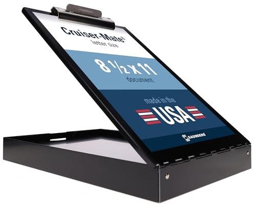 Saunders Cruiser-Mate Black Aluminum Clipboard with Storage, Dual Tray Nursing Folio, HIPAA Compliant Medical Chart Holder, Heavy Duty Recycled Metal, Self-Locking Latch, Made in USA
