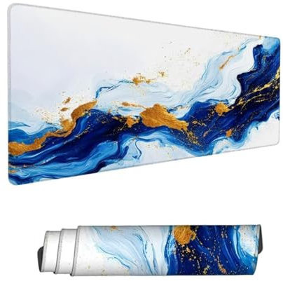 Gaming Mouse Pad 47.25x23.63x0.12in Large Mouse Mat Blue Mouse Pad,Desk Mat Abstract Mousepad with Stitched Edges,Keyboard Mat with Water Resist Surface,Improved Precision and Speed,Boy Gifts Hs-308