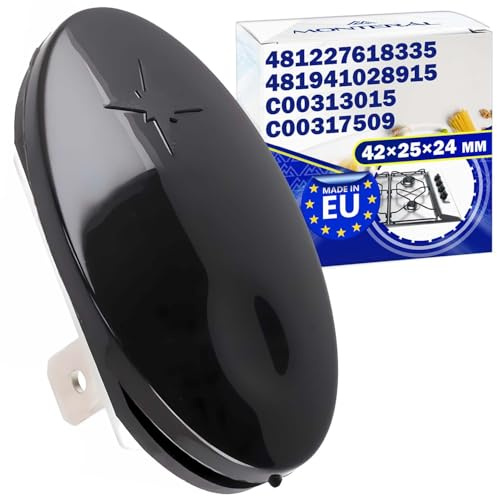 Zündknopf für Gas Kochfeld 42х25х24 mm mit Originalcode 481227618335 für Whirlpool für Bauknecht C00313015 für Indesit für Ariston - MADE IN EU - Garantie 10 Jahre - MONTERAL