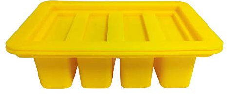 Tortiera Vassoio per stampi Contenitore per burro e silicone grande con coperchio per conservare burro 4 stampi per cucina, da e bar (Yellow, One Size)
