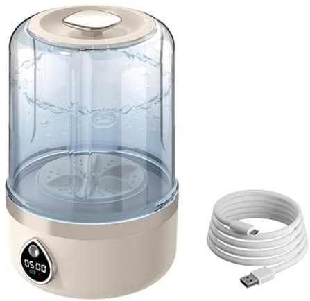 F Fityle Lavadora portátil con Pantalla LED, Limpieza Profunda, alimentación por USB, compacta, 2 Modos de Lavado, minilavadora para Ropa Interior, Calcetines, Beige