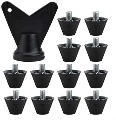 GANCEI Juego de 12 tacos de repuesto para botas de fútbol de 5 mm con rosca antideslizante para zapatos de fútbol, rugby, senderismo, color negro con llave (13 mm)